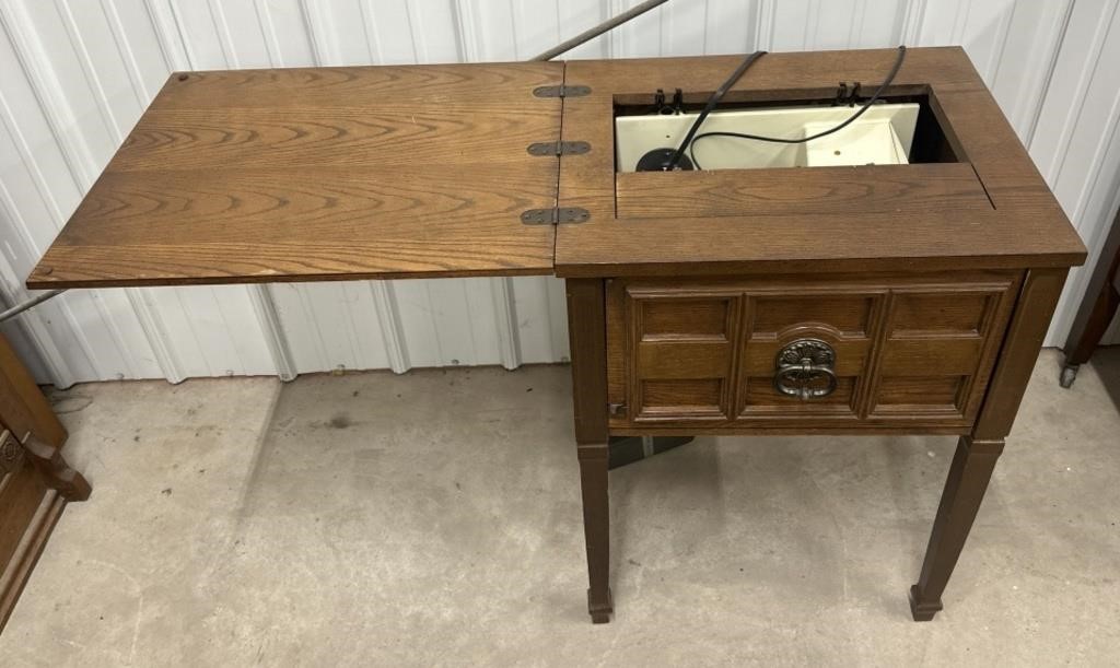 (F) Sears Kenmore Sewing Machine Wood Table with