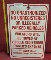 SINGLE-SIDED TIN HEARTLAND TOWING SIGN