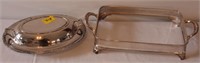 SILVER PLATED SERVER TRAY HOLDER AND COVERED