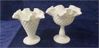 (2) Fenton Hobnail Milk Glass Pieces