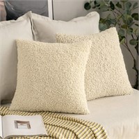 Style Cream White Faux Fur Throw Pillow 20x20