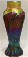 Lundberg Studios Red Moire Classic Art Glass Vase