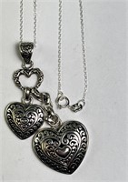 Sterling Dbl Heart Pendant/Italian Chain 18" 7 Gr