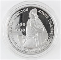 Coin 2000 Iceland Silver 1000 Kronur Leif Ericson