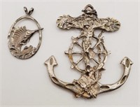 (JL) Silvertone Swordfish and Mariner's Crucifix
