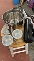 Stainless 2 bowls, thermos and organizer