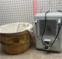 Milk house heater and apple basket