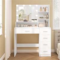 FIONESO Makeup Vanity Desk with Mirror, 10 Lights