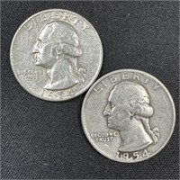 1954-D & 1954 Washington Silver Quarters