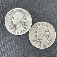 1942-D & 1942 Washington Silver Quarters