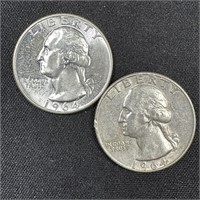 1964-D & 1964 Washington Silver Quarters