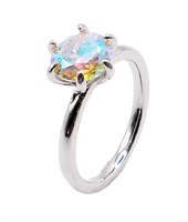 925S 2.0ct Aurora Moissanite Diamond Ring