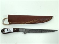 Handmade Damascus knife with leather sheath