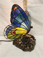 Vintage Tiffany Style Stained Glass Butterfly Lamp