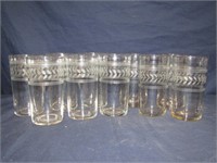 10 Vintage Etched Glass Drinking Glasses