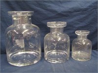 Glass Lidded Canisters Largest 11 1/2" T w/ Lid
