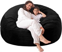 3 ft Memory Foam Bean Bag Chair  Black  Velvet