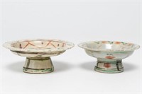 Chinese Gu & Enamel Porcelain Tazzas, 2
