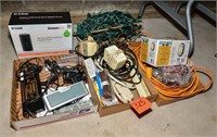 Various electrical items/clear Christmas lights/