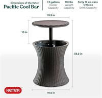 Keter Pacific Cool Bar Outdoor Patio Furniture an