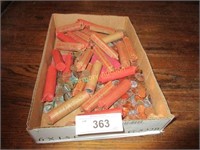 Box of rolled pennies and loose pennies