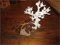 White porcelain floral tree with birds,