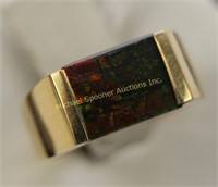 14K YELLOW GOLD AND AMMOLITE RING