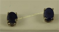 PAIR OF 14K WHITE GOLD AND SAPPHIRE EARRINGS