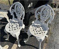 Pair of Vintage White Painted Metal Outdoor Chairs
