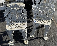 Pair of Vintage White Painted Metal Outdoor Chairs