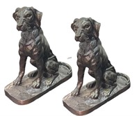 PAIR OF BRONZE SEATED DOGS