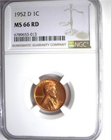 1952-D Cent NGC MS66 RD