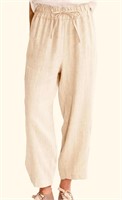 ($39) Wide Leg Linen Capri Pants for Women,XL