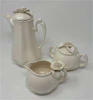 Artist Signed Studio Pottery Tea Set Teaset Cream