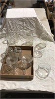 Glass jars, glass cups, glass bowls
