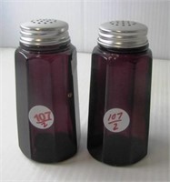 Beautiful matching purple glass salt and pepper