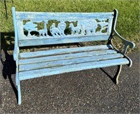 Child's Painted Outdoor Bench