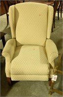 Lot #690 - Modern upholstered wingback recliner