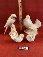 4 white bird figurines