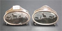 Pair of sterling silver silhouette card holders