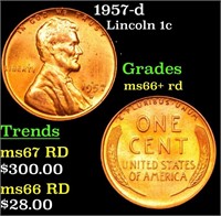 1957-d Lincoln Cent 1c Grades GEM++ RD