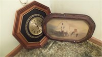 Waltham Wall Clock & Horse & Wagon Picture in