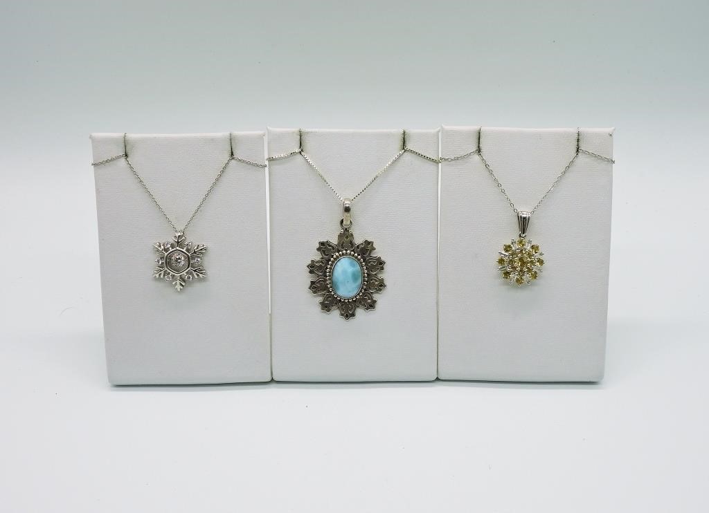 3 NECKLACES 925-LARIMAR & GEMSTONE