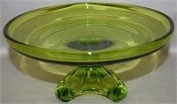 MCM Viking Epic Green Art Glass Tripod Cake Plate