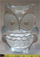 Vtg Viking Frosted/Clear Art Glass Owl Bookend