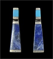 Sterling silver turquoise and lapis post earrings
