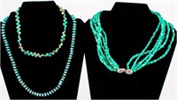 Jewelry Lot of 3 Beaded Turquoise Necklaces