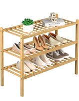 3 Tier Bamboo Shoe Rack for Closet Free Standing