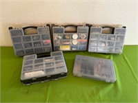 5 Plastic Containers w Gun Smithing Supplies