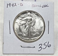 1942-D Half Dollar Unc.